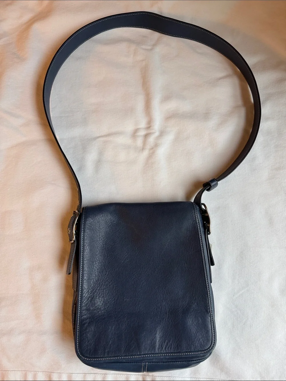 Coach Vintage Blue Leather Messenger Crossbody 9335 - Picture 1 of 10